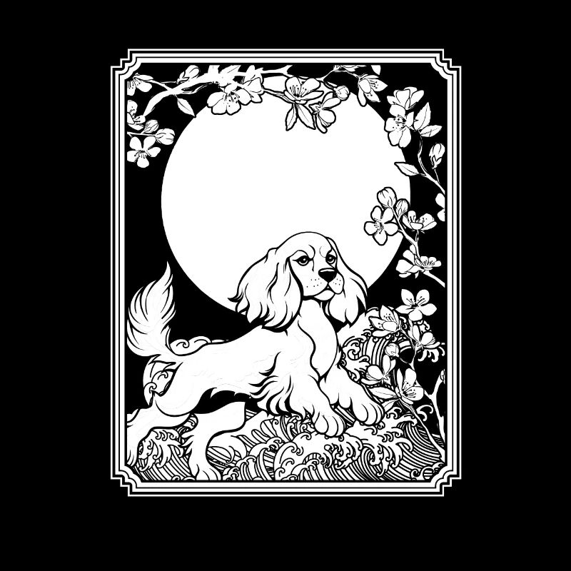 Cocker Spaniel Japon Cherry Blossom Moon