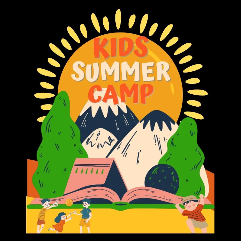 Aventure de camp d’été pour enfants mignons vacances d’été 2024