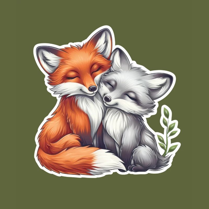 Couple de renards mignons faisant la sieste ensemble
