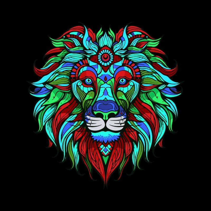 Portrait De Lion Coloré