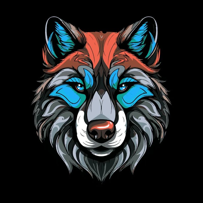 Portrait de chien husky coloré