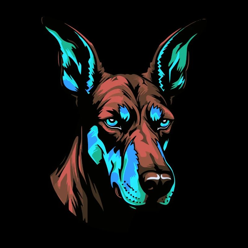 Doberman Chien Portrait Coloré