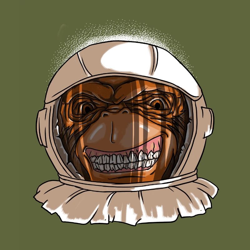 Astronaut Monkey Head Funny Smiling Space Monkey