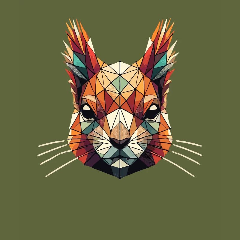 Geometrische Kunst Rote Eichhörnchen Eichhörnchen