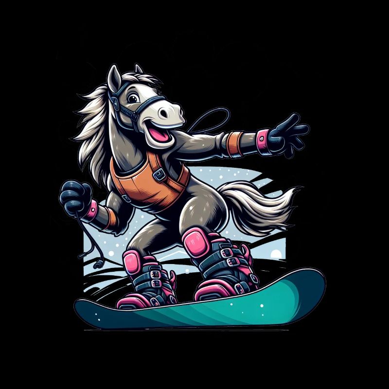 Cheval snowboarder mignon
