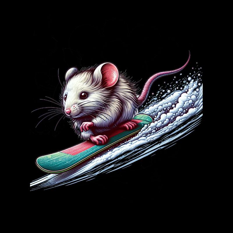 Souris snowboarder mignonne