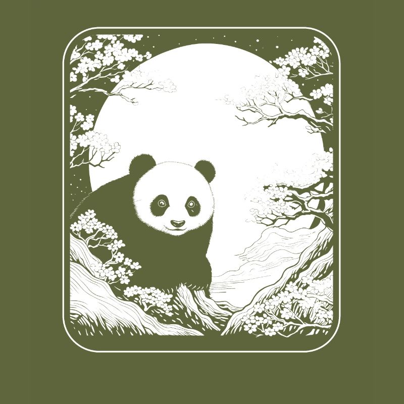 Panda géant Panda Ours Japon Cerisier Fleur Lune