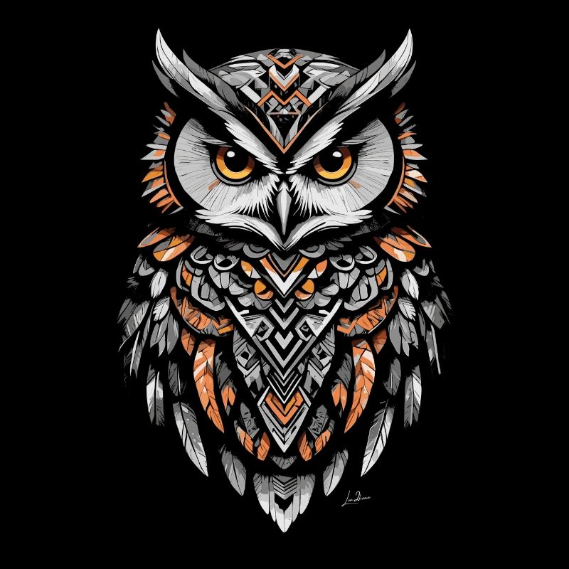 Orange Geometric Owl