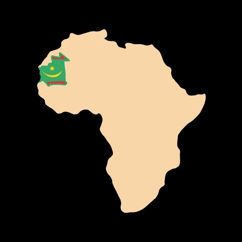 African map with Mauritania flag