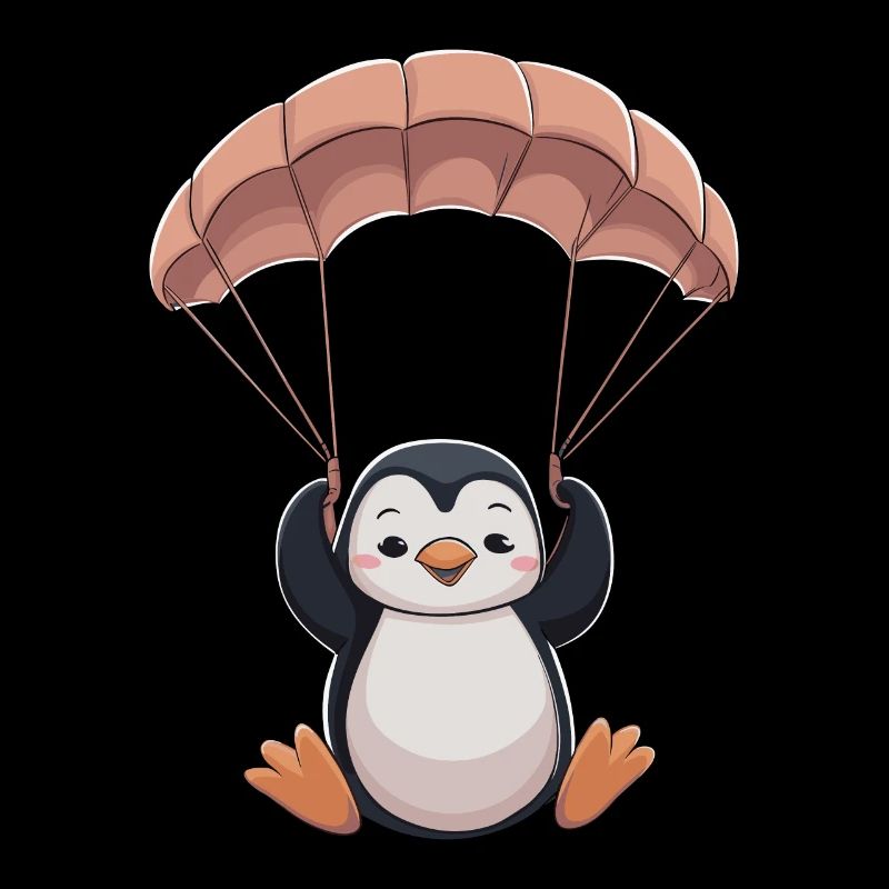 Cute penguin with parachute