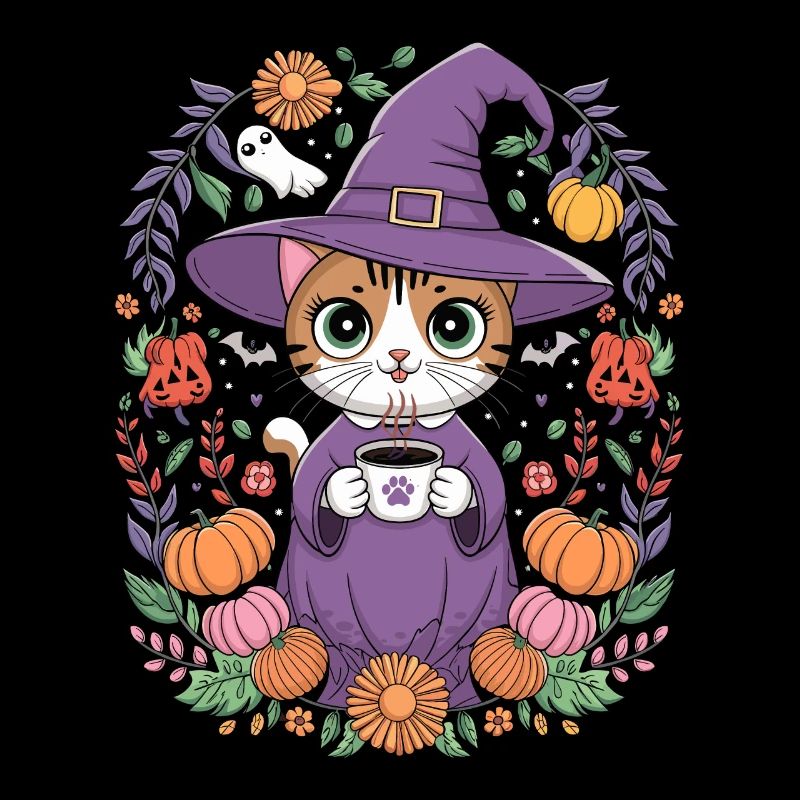 Sort d'Halloween de sorcière de chaton