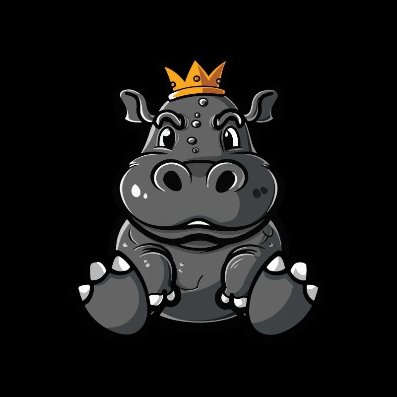 Nilpferd Comic Krone