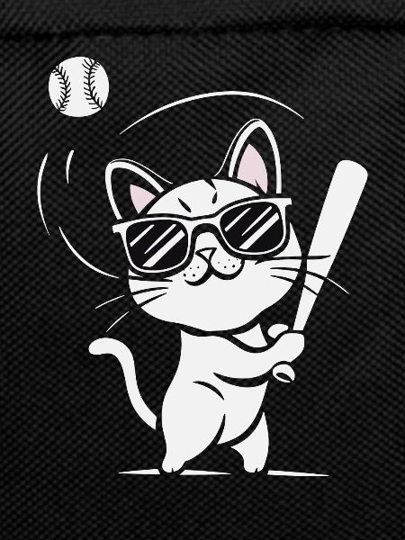 Cat with sunglasses playing baseball