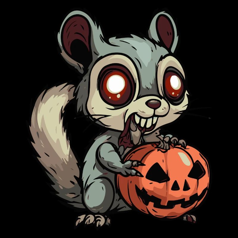 Squirrel Halloween Funny Zombie