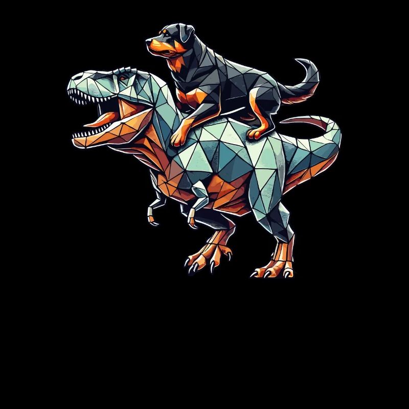 Geometric Art Dinosaur T-Rex Rottweiler