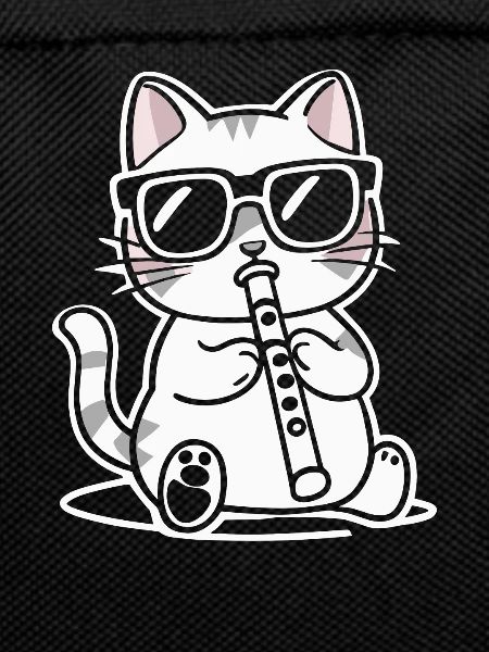 Cat with sunglasses playing flute