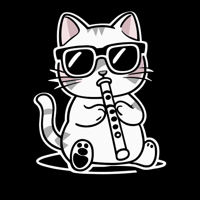 Cat with sunglasses playing flute