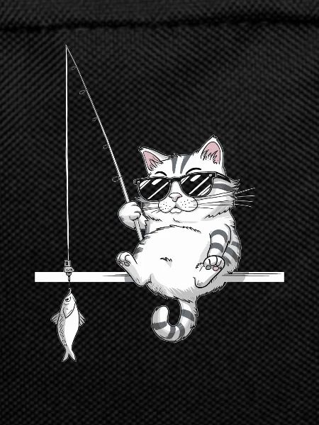 Cat with sunglasses fishing