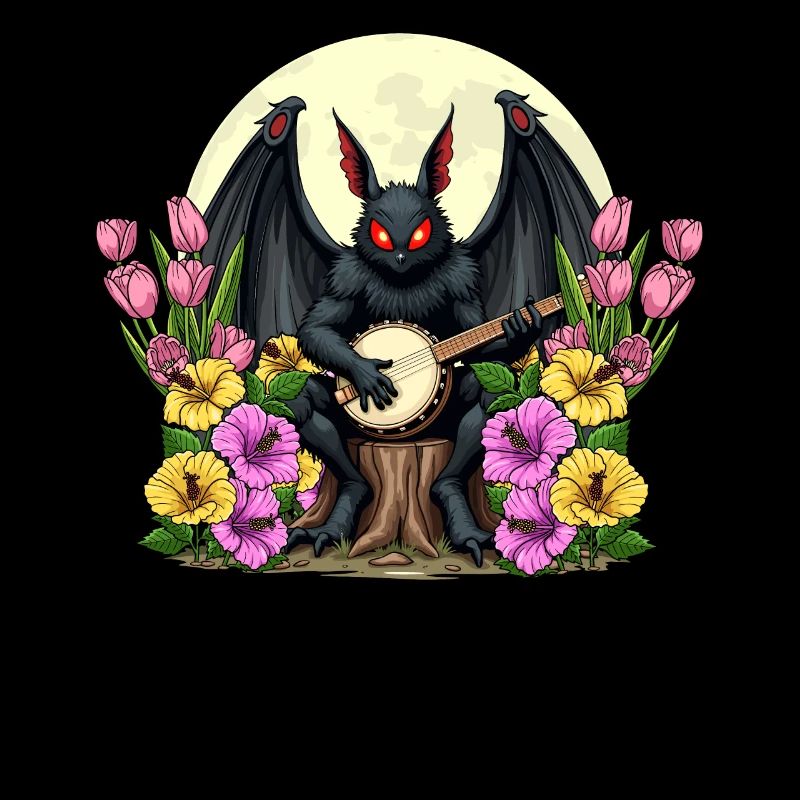 Cryptic Mothman with Guitar