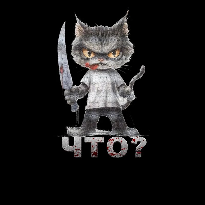 Horror Katze mit Messer Was? Что