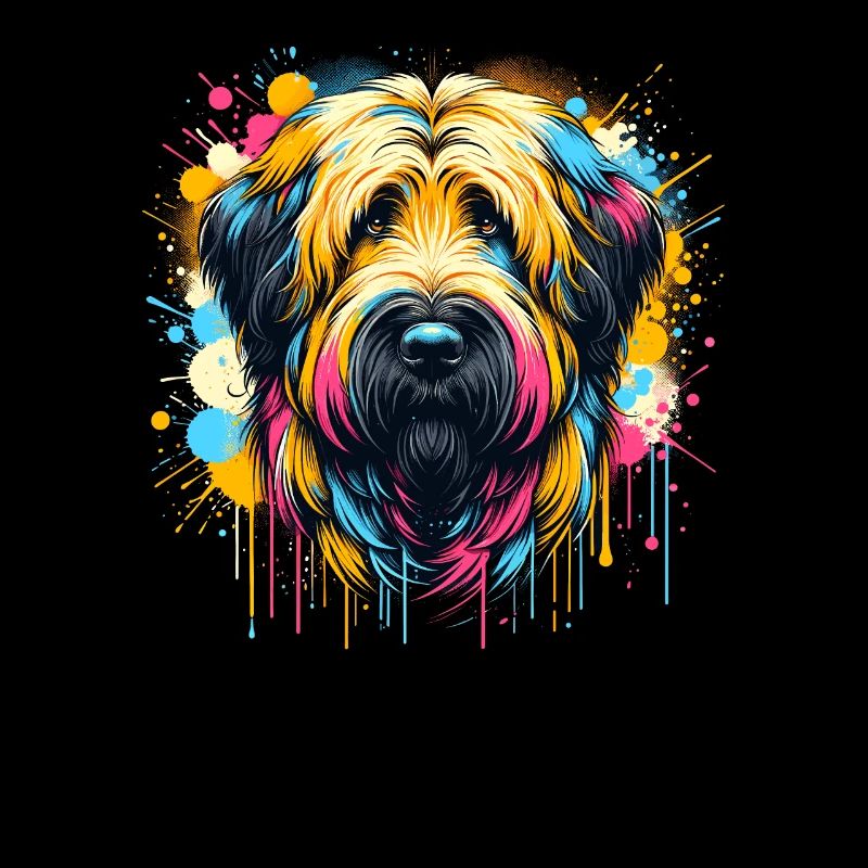 Éclaboussures colorées Art Briard Briards