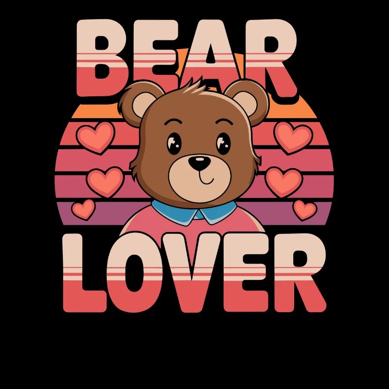 Bear Lover Rétro Coeur Graphique
