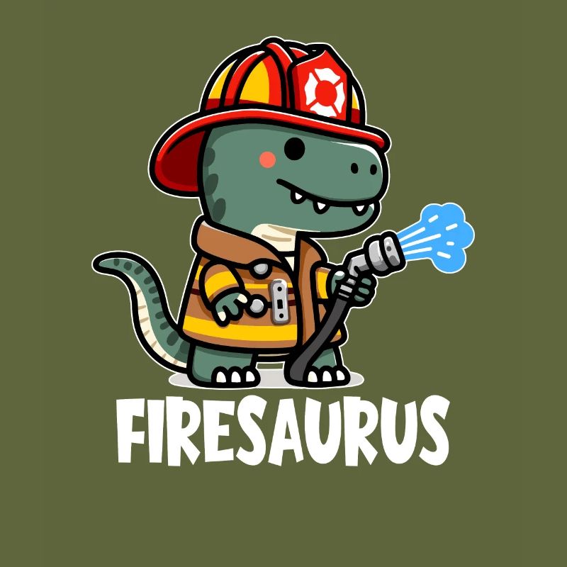 Firesaurus with Fire Helmet and Fire Hose