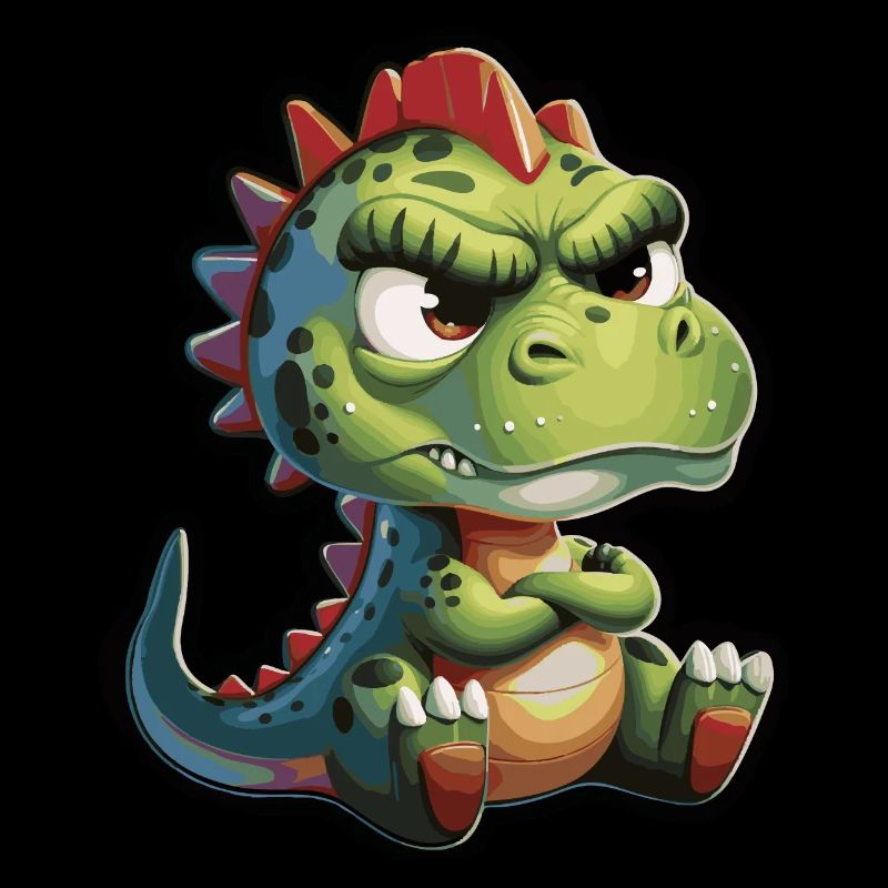 Grumpy Dino – Motif de dessin animé amusant