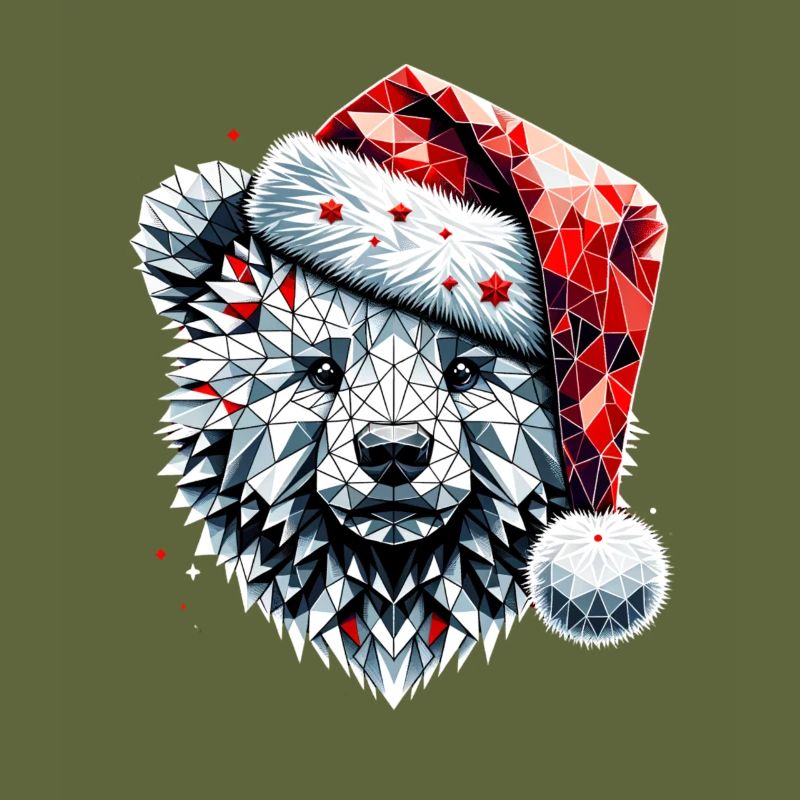 Polygon Kunst Eisbär Weihnachtsmütze Original
