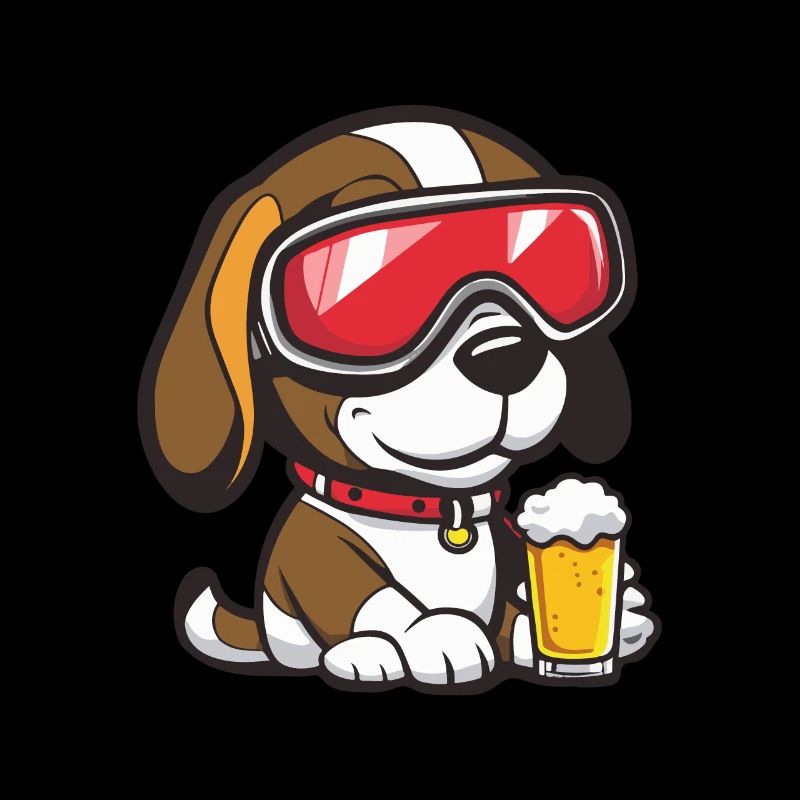 Beagle Hund Ski Bier