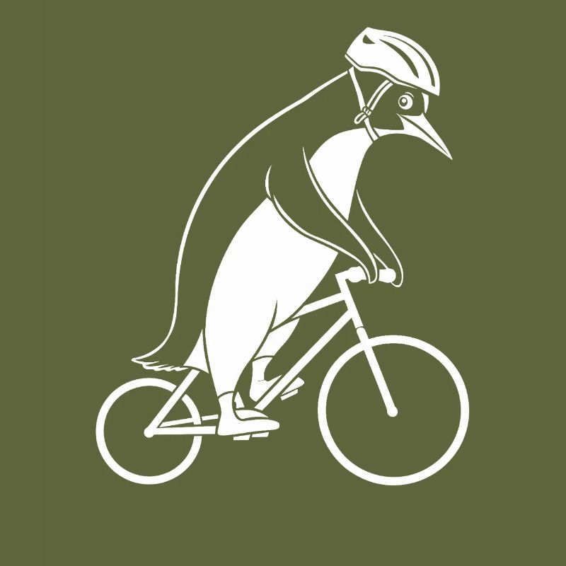 Pingouin faisant du vélo avec un casque