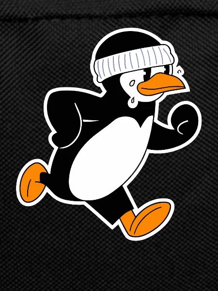 Funny running penguin with headband