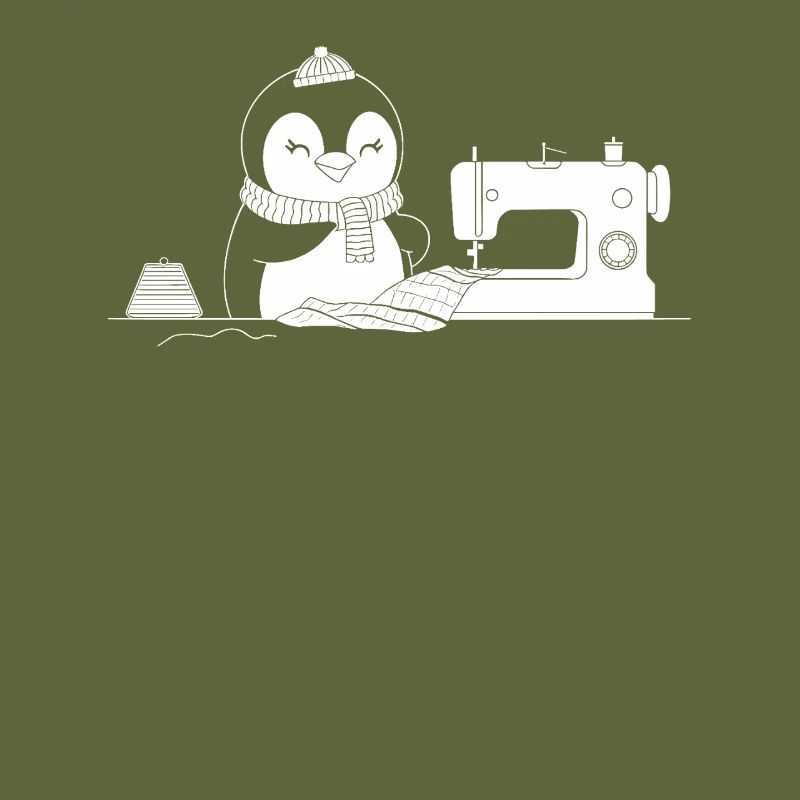 Pingouin mignon cousant avec amour