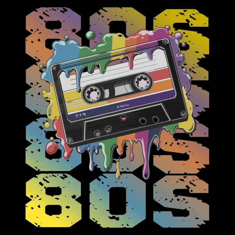80s Retro Cassette Rainbow Nostalgia