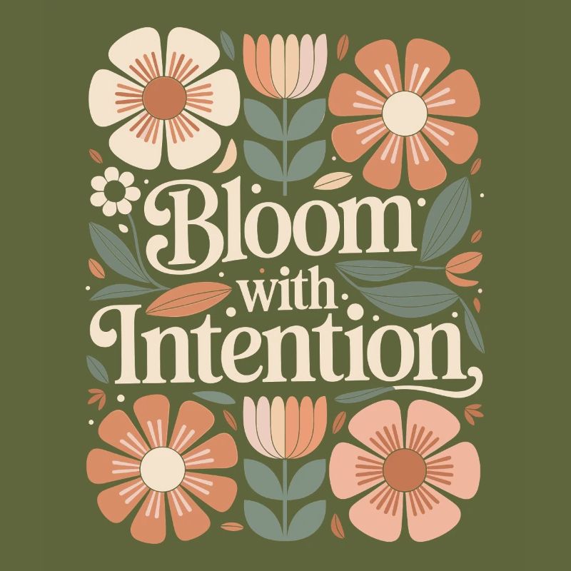 Boho fleurs citation vintage fleurir avec intention