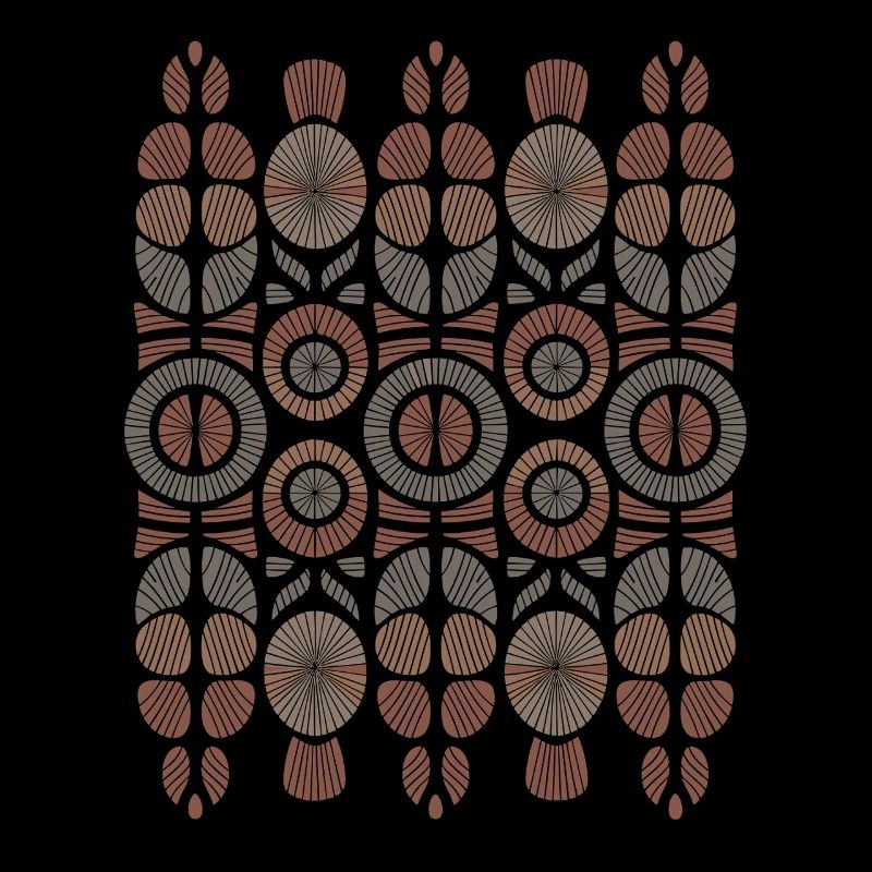 African Boho Pattern Circles and Leaves