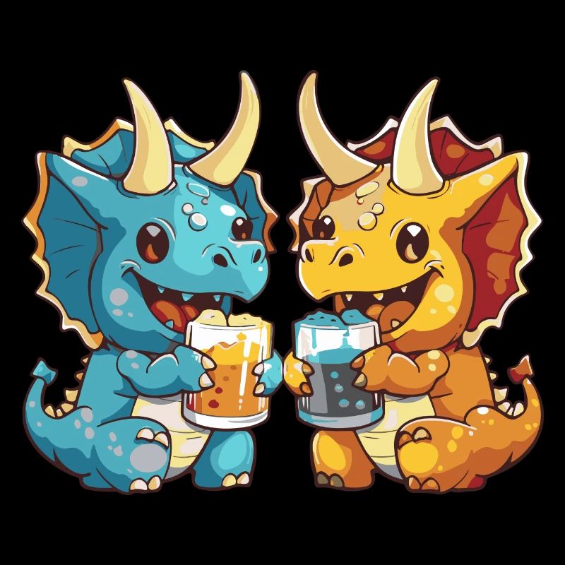 Dinosaur triceratops beer boozing