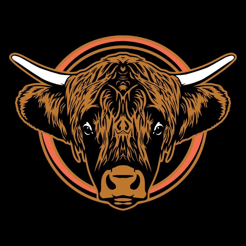 Highland Cow Head Illustration