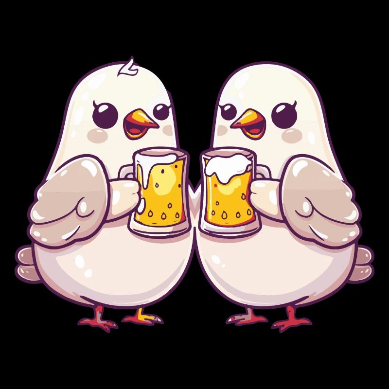 Taube Vogel Comic Bier Party Trinken