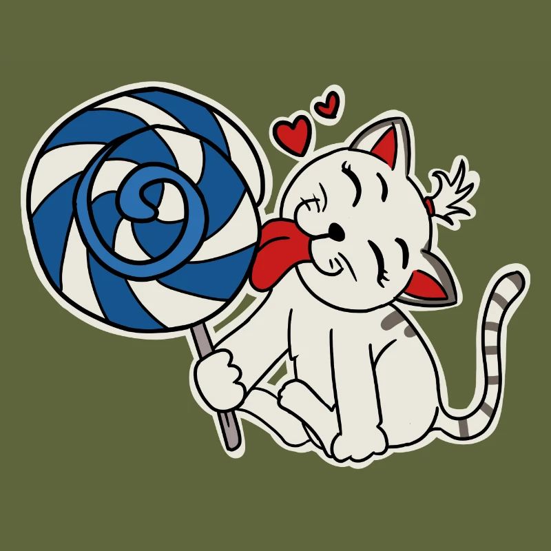 Chat mangeant la sucette