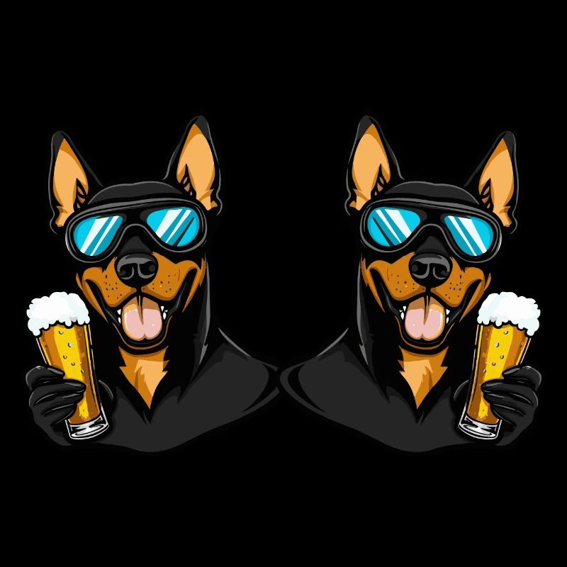 Doberman Dog Ski Team Beer