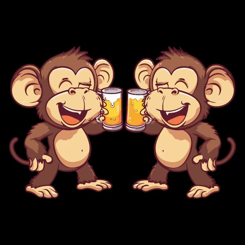 Affe Comic Bier Lustig Saufen