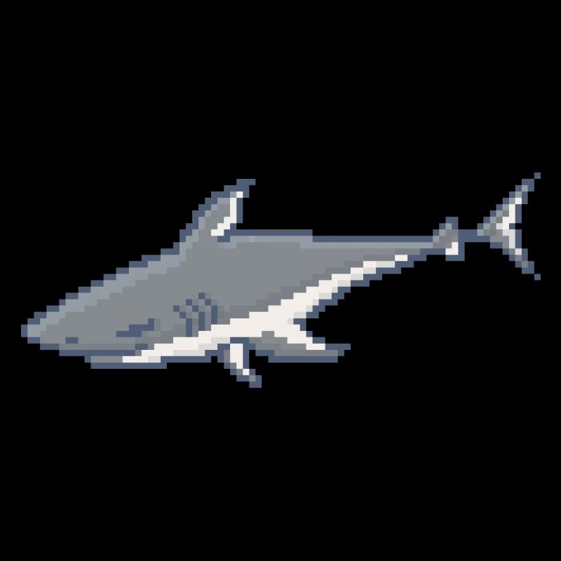Retro Pixel Great White Shark