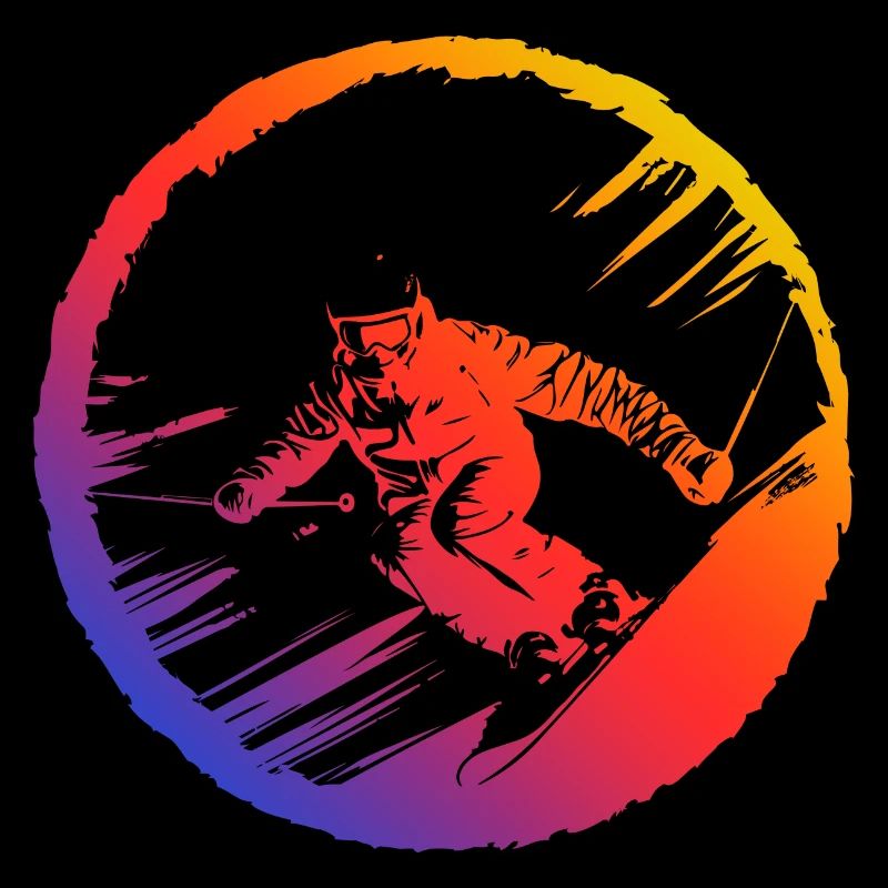 Ski Ski Silhouette Coloré