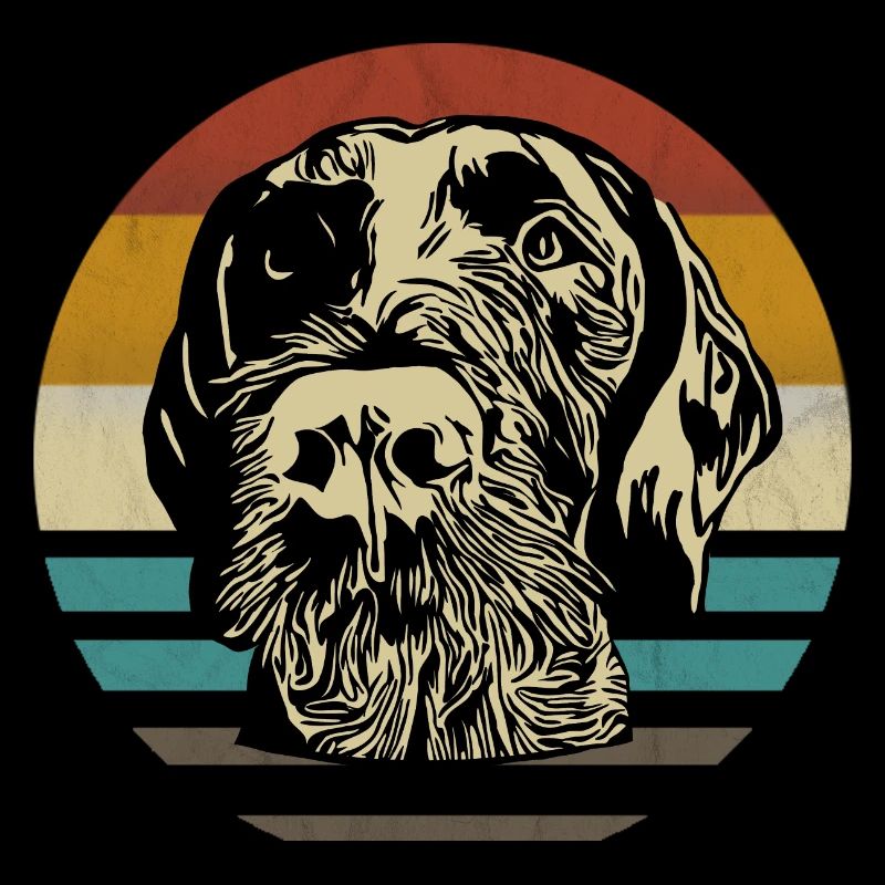 Deutsch Drahthaar Hund Hundekopf retro