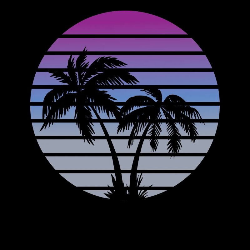 80s miami style beach palms