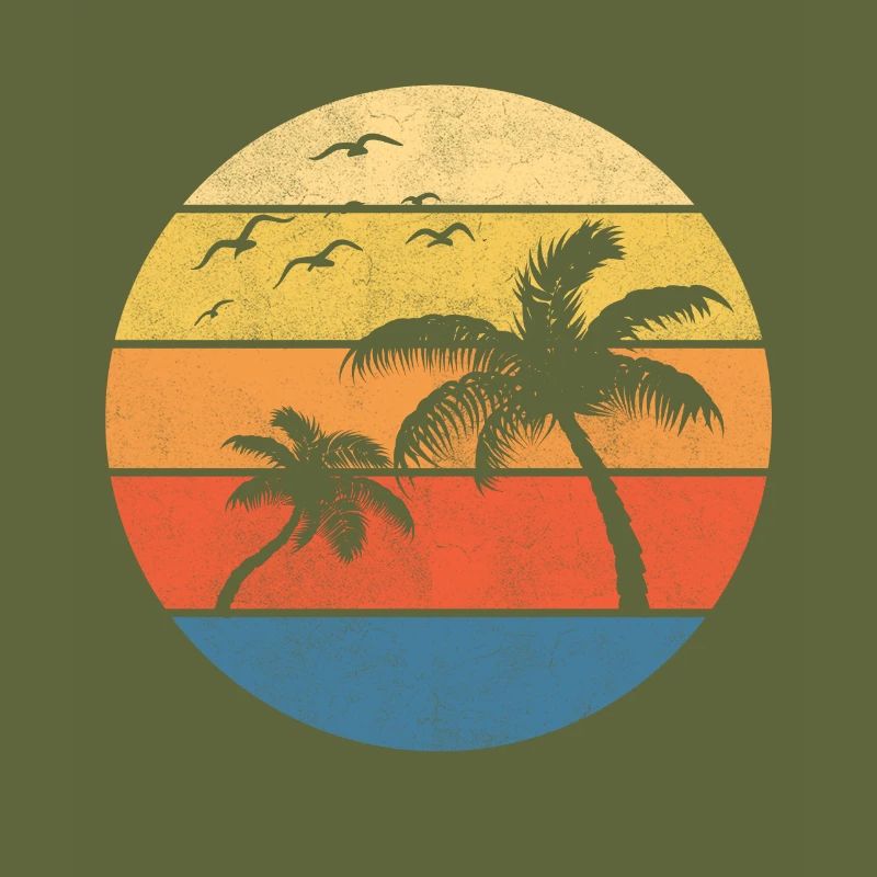 Retro Sunset Palm Trees