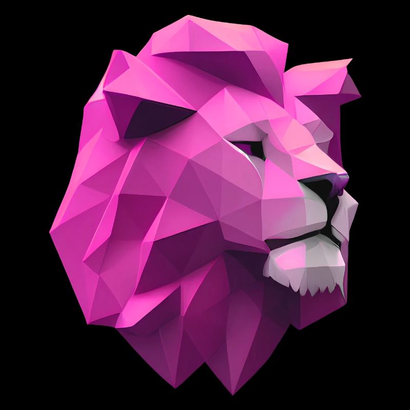 Lion pink Low Poly Art