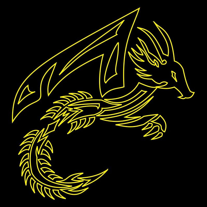 Dragon tribal noir et jaune