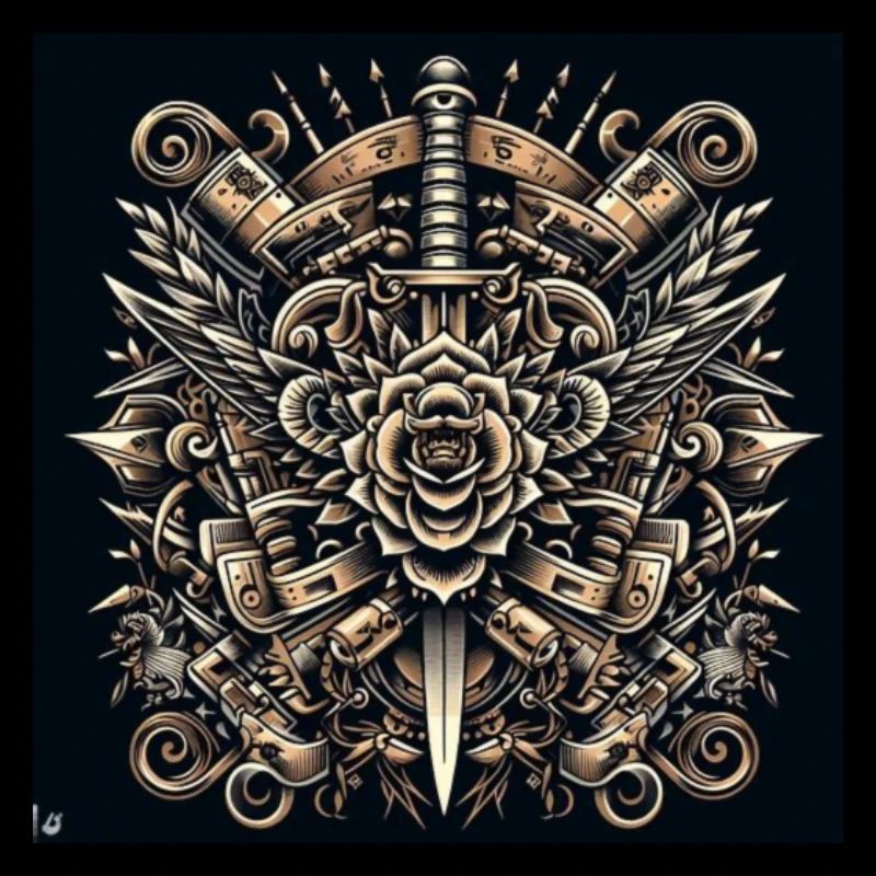 Mandala motif with knife